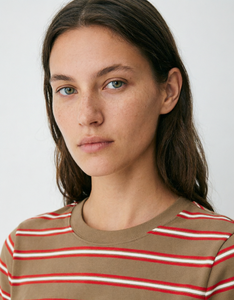 <span class=keywords><strong>T</strong></span>-<span class=keywords><strong>shirt</strong></span> en coton bicolore personnalisé, pull rayé classique à col rond pour <span class=keywords><strong>femme</strong></span>, tricot double face doux, haut d'é<span class=keywords><strong>t</strong></span>é décontracté et respirant - Product Image 4