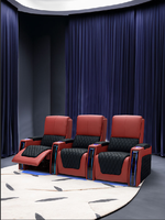 Sofá Moderno de Lujo Reclinable de Tres Plazas para Cine en Casa, Muebles de Cuero VIP con Iluminación LED, Madera Extensible y Función de Masaje