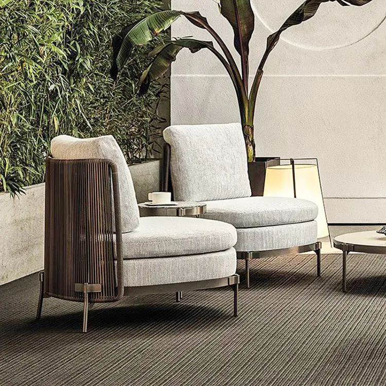 Chất lượng cao hiện đại khách sạn wicker đồ gỗ ngoài trời sang trọng vườn Patio đơn ngoài trời mây sofa