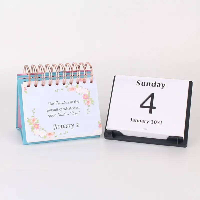 Custom 2021 2022 365วันเกลียวที่สมบูรณ์แบบ Binding Daily Quotes ออกแบบโต๊ะเต็นท์ปฏิทิน