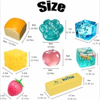 Lot de 8 jouets sensoriels scintillants en forme de patte, de cube alimentaire et de fruit, pour soulager le stress et l'anxiété, coffret cadeau pour enfants