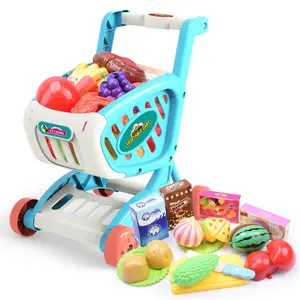 キッズスーパーマーケットショッピング食料品カート女の子のためのトロリーおもちゃキッチンプレイハウスシミュレーションフルーツふり赤ちゃんのおもちゃ