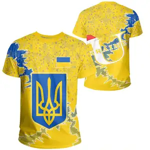 Футболка с надписью Герба Украины, летняя футболка с круглым вырезом, сублимационная футболка, низкая цена, оптовая продажа, индивидуальные футболки на заказ