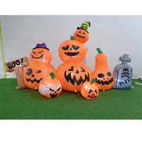 Ensemble familial de citrouilles gonflables multi-tailles avec lumières LED intégrées Décoration de cour d'Halloween pour affichage extérieur