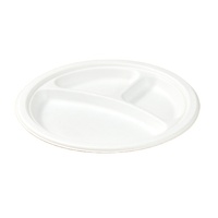 Assiette jetable biodégradable de canne à sucre 9 pouces 3 divisions