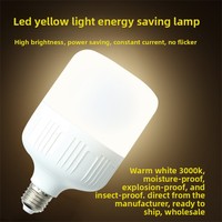 Ampoule LED E27 à culot à vis en plastique, lumière jaune 3000K, lampe résidentielle à économie d'énergie, triple protection, haute qualité, IRC 80-90