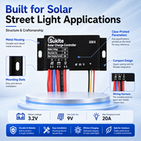 Contrôleur de charge solaire PWM plat Sukite Stable 3230 3.2V 32W 20A pour éclairage public à énergie solaire avec capteur