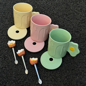 MM Egg Mug en céramique Mignon <span class=keywords><strong>Poché</strong></span> avec couvercle Boîte cadeau souvenir pratique pour l'anniversaire de la meilleure amie Cadeau de fille - Product Image 1