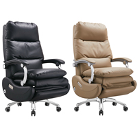 Chaise de direction de bureau à domicile confortable en cuir PU haut de gamme, en alliage de fer, électrique, réglable, avec cadre en bois