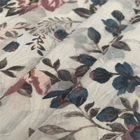 Matériau métallique en gros 100% polyester imprimé tissu 75D tissé en mousseline de soie Jacquard impression avec finition douce