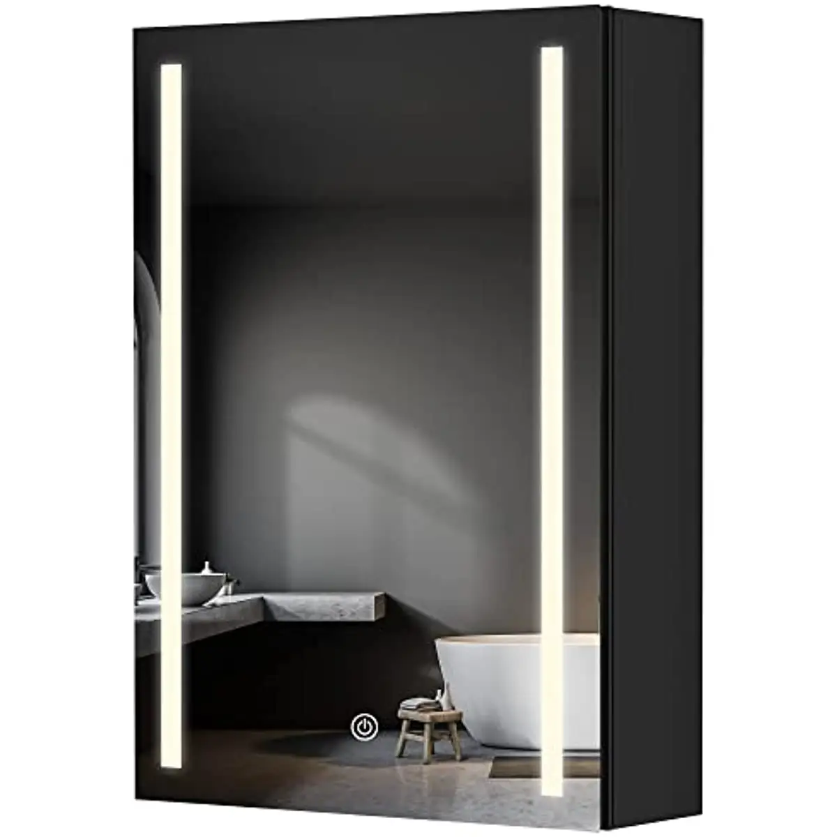 Espelho de gabinete iluminado led, para banheiro, 3 luzes coloridas, brilho, regulável, 3x, ampliação, organizador