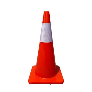 Cône de signalisation routière mini en PVC de 28 pouces avec bande réfléchissante 700 pour la sécurité routière et la gestion du trafic urbain - Product Image 1