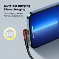 120W USB auf Typ-C Kabel 90 Grad Winkel Handy Schnellladekabel Geflochtenes Kabel für Laptops Gaming-Geräte