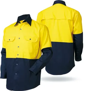 남성 맞춤형 오버올 반사 셔츠 높은 Vis 안전 통기성 작업 셔츠