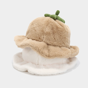 Sombrero de cubo de felpa cálido con borde de hongo, diseño de calabaza, para otoño e invierno, unisex, venta al por mayor, personalizado - Product Image 3