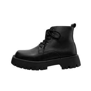 Dropshipping Zapatos de elevador de aumento de altura invisible para hombres-Botas de trabajo con cordones de punta redonda de cuero negro-<span class=keywords><strong>4</strong></span> pulgadas más altas - Product Image 5
