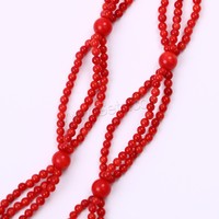 Collier en corail naturel fait à la main, collier en corail rouge à 3 brins