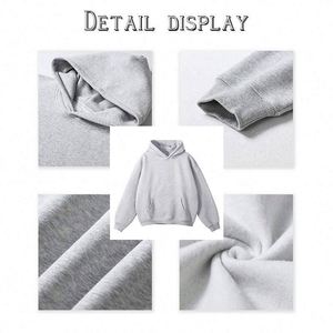 Sudadera con Capucha de Felpa 100% Algodón para Hombre, Sudadera con Capucha de Gran Tamaño con Estampado Personalizado, Sudaderas y Camisetas de Gran Tamaño para Hombre - Product Image 3