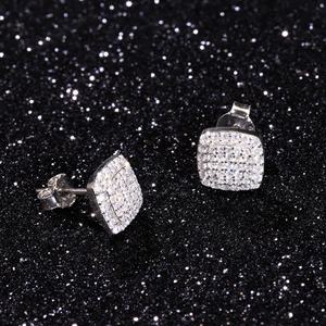 Pendientes Cuadrados de Plata de Ley con Diseño RTS, Pendientes Brillantes con Diamantes de Moissanita VVS para Regalo de Joyería Diaria - Product Image 1