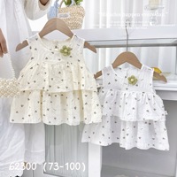 Robe d'été sans manches à volants superposés pour filles, style coréen, à pois, longueur genou, froissée, pour bébés et tout-petits, ODM
