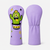 Nouvelles housses de tête de club de golf au design original, motif Cactus Monstre violet, broderie 3D, appliqué audacieux et coloré, accessoires de golf uniques