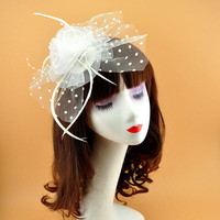 Serre-tête à plumes européen et américain, fleur pour cheveux, voile de mariée, accessoire pour cheveux, pince à cheveux avec nœud - Vente directe usine