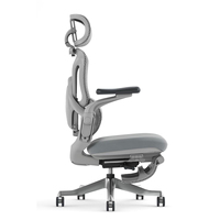 Chaise de bureau ergonomique avec appui-tête 5D, accoudoirs en PU, dossier en mesh, soutien lombaire réglable, siège coulissant, inclinaison à quatre positions, pivotante