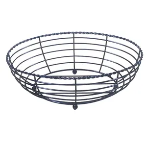 Cesta de pan de alambre de metal con forma de bandeja ovalada, cesta de fruta para restaurante, cafés, servicio de freír y deli, nuevo diseño