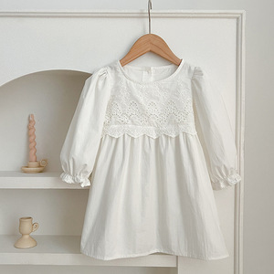 Conjunto de otoño Bebé Diseño simple Mono <span class=keywords><strong>Pijamas</strong></span> Encaje blanco Princesa Vestido de fiesta para niños Niña - Product Image 5