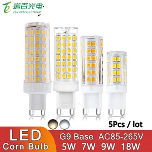 5 adet/grup LED seramik mısır ampul geniş voltaj AC85-265V 5W 7W 9W 18W G9 tabanı sıcak beyaz 3000K soğuk beyaz 6000K tek renk
