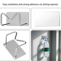 Support mural en acier inoxydable pour évier, à un seul niveau, avec crochets adhésifs pour éponge, porte-serviettes et crochets pour peignoirs, pour cuisine, salle de bain, hôtel