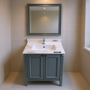 Bath Vanity Top 31x22 Inch Rectangular Ceramic Sink Single Faucet Hole Traditional Style <b>Bathroom</b> <b>Cabinet</b> With Mirror Included - Product Image 2