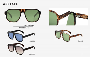 New Trending SA0397 Unisex Fashion Acetate Sunglasses UV400 Protection Nylon Lens Full Rim Square Frame Outdoor Ready Goods - Product Image 5