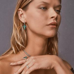 ジェムネルファッション18カラットゴールドメッキエメラルドクロスフープイヤリング - Product Image 4