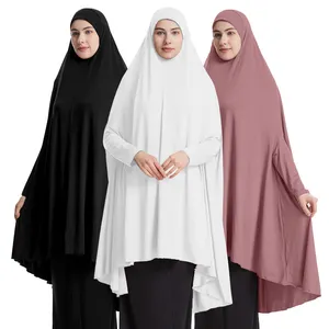 2022-2023 ramazan bayram giyim kadın müslüman tek parça gevşek tam kapak Khimar kollu genel başörtüsü Abaya kapşonlu elbise