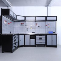 6 unités d'atelier de garage modulaires, établi, armoire à outils, coffre à outils en acier, certifié CE, capacité de charge de 600 kg