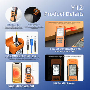 Medidor de Potencia Óptica Y12 OEM/ODM de Alta Precisión, Probador de Fibra Óptica OPM VFL de 15mw para ISP Telecom, Multímetro de 9 Longitudes de Onda - Product Image 3