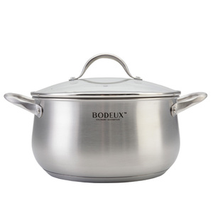 Ensemble de casseroles en acier inoxydable forme de cloche élégant moderne classique simple lumière batterie de cuisine couvercle en verre acier inoxydable cuisson soupe marmite - Product Image 4