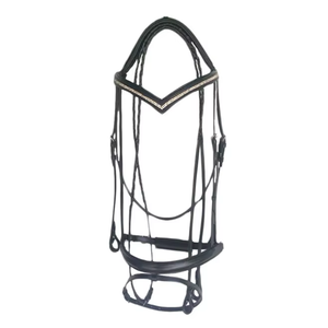 Compre una Brida para Caballo de Cuero Acolchada con Cristales de Dos Filas y Riendas con Cordones |   Brida de Doma Premium en Venta por Exportadores - Product Image 2