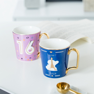 Venta al por mayor de tazas de café de cerámica de lujo AA desayuno leche taza de agua ecológica Vintage parejas regalos de cumpleaños creativos Navidad - Product Image 3