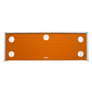 But de football 11 joueurs LISKI, équipement d'entraînement, feuille de PVC, bandes élastiques « SHOT 2 », taille 7,32 x 2,44 m, orange, placement des trous de 50 cm - Product Image 1