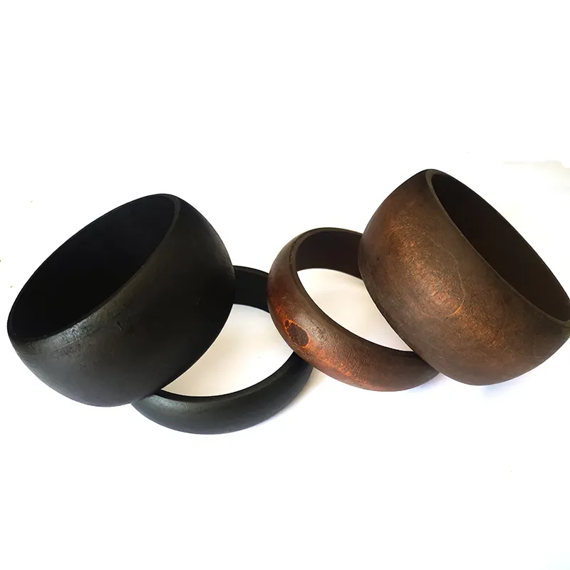 Wholesale Men Size 3.8cm Width Brown Black Natural Wood Bangle Blank