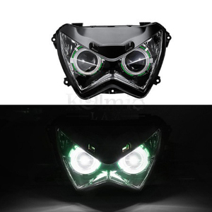 Phares LED Angel Eye pour motos <span class=keywords><strong>Kawasaki</strong></span> Z250 Z800 2013-2017 Assemblages avant étanches - Product Image 4