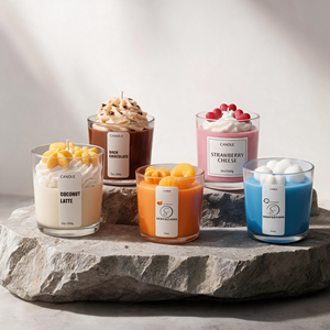 Luxury Realistic Dessert <b>Cup</b> Scented Soy Wax Candle For Modern Kitchen Decor Wholesale Private Label Premium Realistic Set - Product Image 1