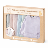 Ensemble bavoirs d'alimentation imperméables à manches longues et tablier, bavoir d'alimentation en PU à manches longues pour bébé, bavoir anti-huile et facile à nettoyer pour tout-petit