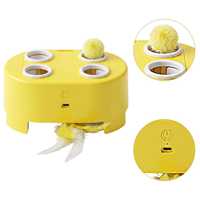 Jouet interactif semi-automatique de luxe pour chat, boîte de jeu Whack-a-Mole avec balle à plumes pop-up, activée par le mouvement, pour chatons