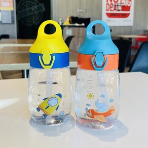 ขวดน้ำพลาสติกเด็กแบบพกพา มีหลอดดูดแบบพับได้ ปลอดสาร BPA ลายการ์ตูน สำหรับใช้ที่โรงเรียนและกิจกรรมกลางแจ้ง - Product Image 4