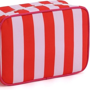 Bolsa de Maquillaje Ligera con Borlas y Logotipo Personalizado al por Mayor, Neceser de Viaje con Cierre, Estuche Cosmético a Rayas, Regalo para Mujer - Product Image 5