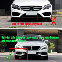 Kit de carrosserie 3 pièces pour Mercedes Benz Classe C W205 C250 C300 C350 2015-2018 : Lame de pare-chocs avant, diffuseur et spoiler