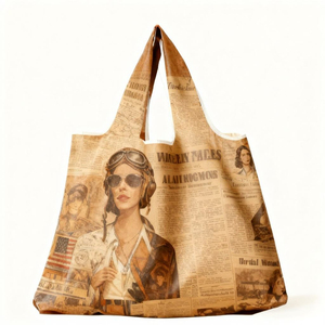 Sac fourre-tout en polyester avec collage <span class=keywords><strong>de</strong></span> journaux vintage, imprimé <span class=keywords><strong>agence</strong></span> <span class=keywords><strong>de</strong></span> détectives rétro, sac <span class=keywords><strong>de</strong></span> courses esthétique grande capacité à ouverture supérieure - Product Image 4